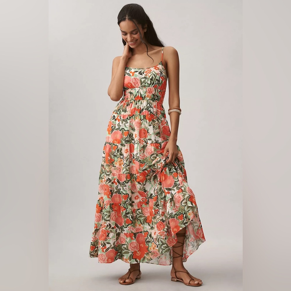 Hutch Hutton Square-Neck Tiered Maxi Dress
